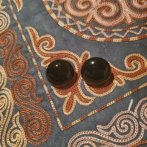 Black Retro Round Earrings